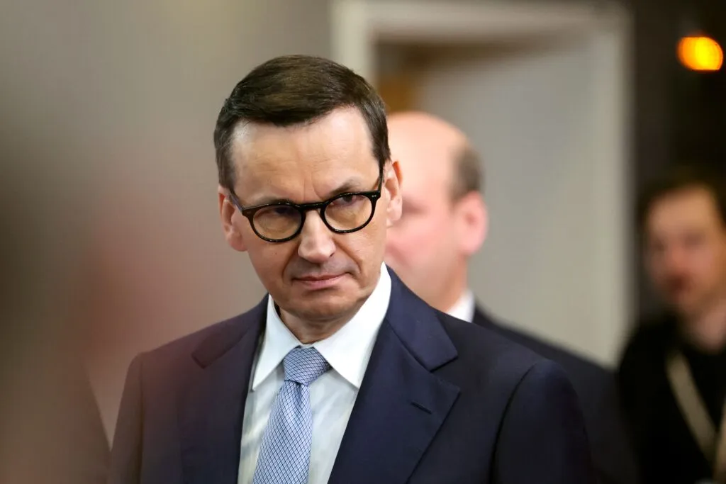 Mateusz Morawiecki speaking in Brussels